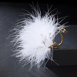 White / black peacock - brooch - feathers - pearlsBrooches