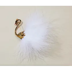 White / black peacock - brooch - feathers - pearlsBrooches