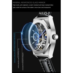 CHENXI - tourbillon mechanisch horloge - lichtgevend - waterdicht - lederen bandHorloges