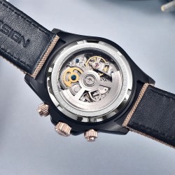 PAGANI DESIGN - mechanical sports watch - chronograph - rainbow bezel - leather strap - purpleWatches