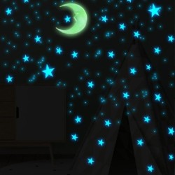 Leuchtende Wand-/Deckenaufkleber - Kinderzimmerdekoration - Mond / Sterne - 111 Stück