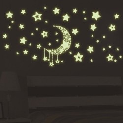 Leuchtende Sterne / Mond - dekorative Wand- / Deckenaufkleber