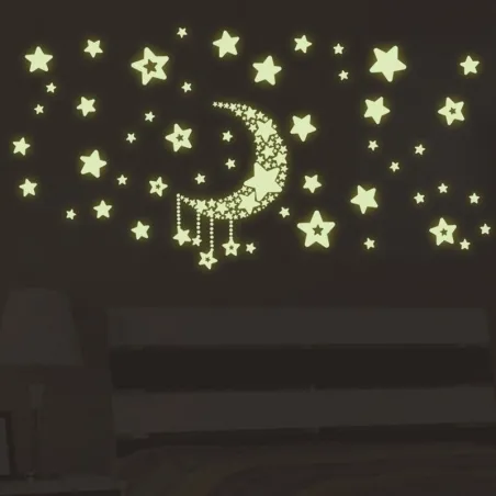 Lichtgevende sterren / maan - decoratieve muur- / plafondstickersMuurstickers