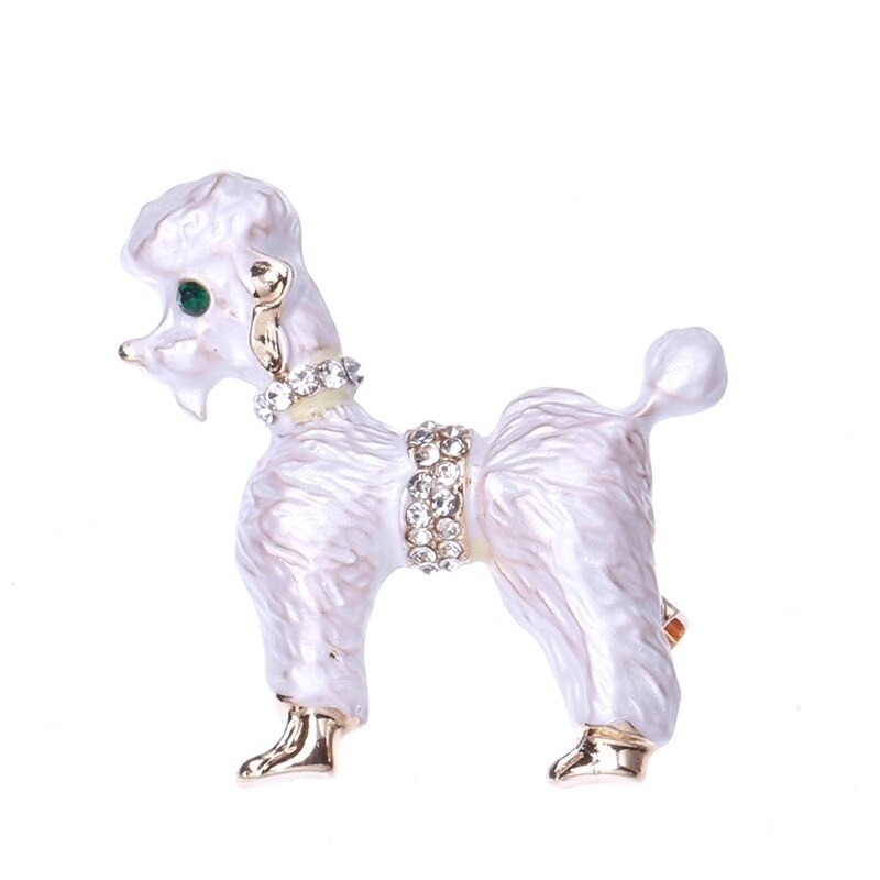 Hond met krullend haar - met kristallen - brocheBroches
