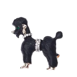 Curly hair dog - with crystals - broochBrooches
