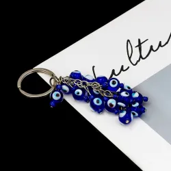 Lucky eye - blauwe kralen sleutelhangerSleutelhangers