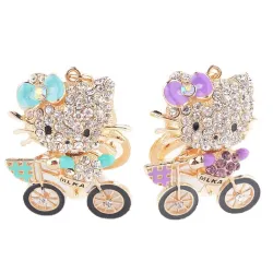 Crystal kitten op een fiets - sleutelhangerSleutelhangers