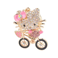 Crystal kitten op een fiets - sleutelhangerSleutelhangers