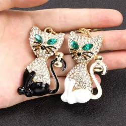 Crystal cat - gold keychainKeyrings