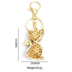 Crystal cat - gold keychainKeyrings