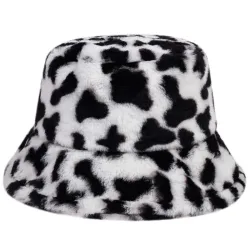 Warme wintermuts - bucket style - luipaard/koe patronenPetten & Hoeden