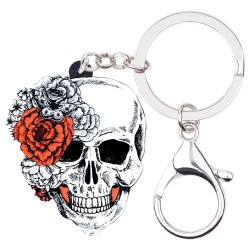Halloween schedel met rozen - sleutelhanger van acrylSleutelhangers