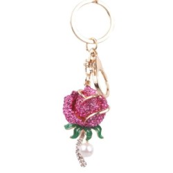 Crystal rose with pearl - keychainKeyrings