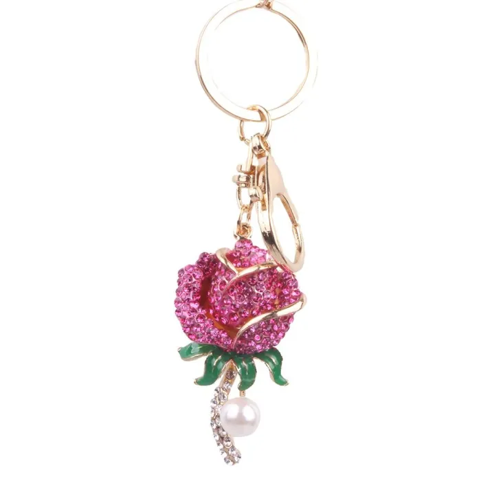 Crystal rose with pearl - keychainKeyrings