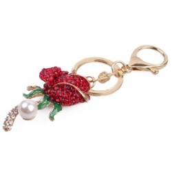 Crystal rose with pearl - keychainKeyrings