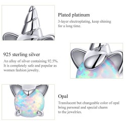 Unicorn & opal - stud earrings - 925 sterling silverEarrings