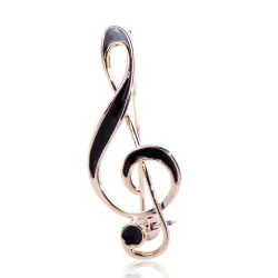 Muzieknoot broche - zwart emailleBroches