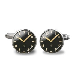 Ronde zilveren manchetknopen - met horlogepatroonManchetknopen