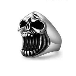 RVS ring met doodskop - flesopenerRingen