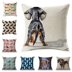 Decorative cushion cover - with dogs pattern - linen - 45 * 45cmCushion covers