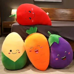 Plantaardige kussens - knuffels - aubergine - chili - maïs - wortelKnuffels