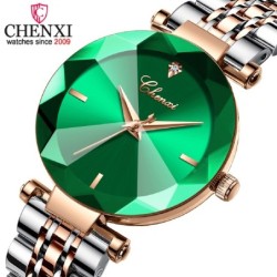 CHENXI - luxe Quartz horloge - rosé goud - edelstaal - waterdicht - groenHorloges