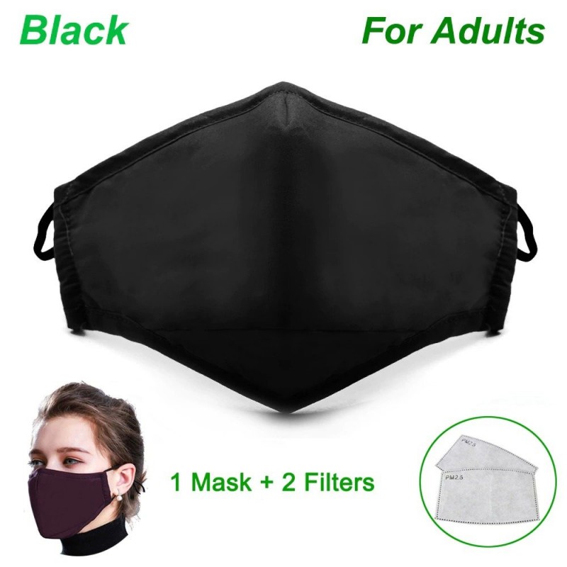 Beschermend gelaat/mondmasker - met 2 PM25 actieve koolfilters - herbruikbaarMondmaskers