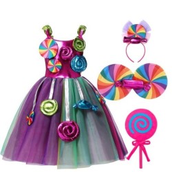 Prinzessinnenkleid - Lutscher / Süßigkeiten / Regenbogenfarben - Mädchenkostüm