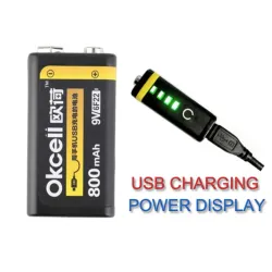 OKCELL - lithiumbatterij - oplaadbaar - USB - 9V - 800 mAhBatterijen