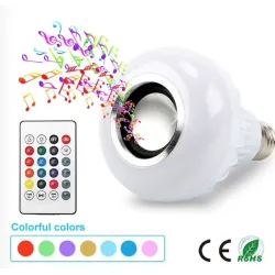 Slimme RGB/LED lamp - dimbaar - met Bluetooth speaker - afstandsbediening - E27 - 12WBluetooth Luidsprekers