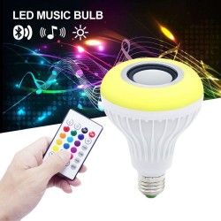 Slimme RGB/LED lamp - dimbaar - met Bluetooth speaker - afstandsbediening - E27 - 12WBluetooth Luidsprekers