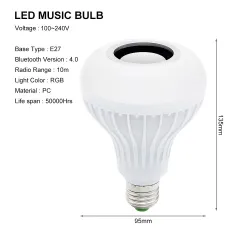 Slimme RGB/LED lamp - dimbaar - met Bluetooth speaker - afstandsbediening - E27 - 12WBluetooth Luidsprekers