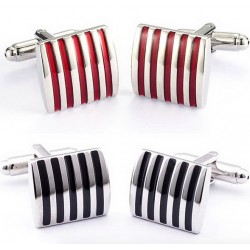 Black - red stripes - square cufflinksCufflinks