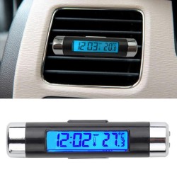 2 in1 - Auto LCD digitales Temperaturthermometer / Uhr - Clip-on