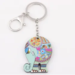 Kleurrijke acryl olifant - sleutelhangerSleutelhangers