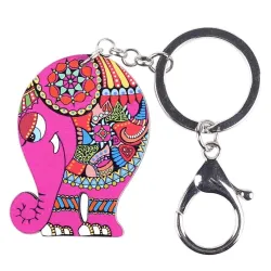 Kleurrijke acryl olifant - sleutelhangerSleutelhangers