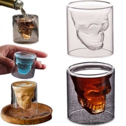 Drinkglas - skull design - dubbele bodem - voor wodka/wijn/koffie - 25 mlBar producten