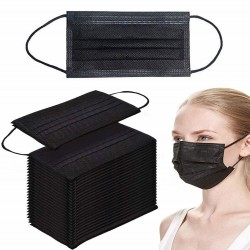 Beschermend gezicht/mondmasker - wegwerpbaar - zwart - 50 stuksMondmaskers