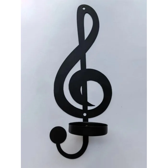 Wall mounted candle holder - black music notesCandles & Holders