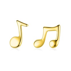 Goldene Musiknoten - Ohrstecker - 925er Sterlingsilber