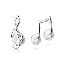 Muzieknoten oorbellen - met kristal - 925 Sterling zilverOorbellen