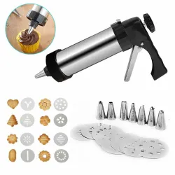 Cookie press gun - icing/decoreren - RVS - setBakvormen