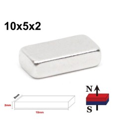 N52 - Neodym-Magnet - starker rechteckiger Block - 10 mm * 5 mm * 2 mm - 50 Stück