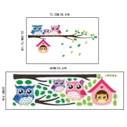 Uilenfamilie op boom / vogels - vinyl muursticker - verwijderbaarMuurstickers