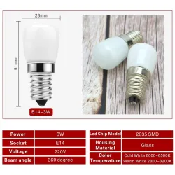 3W - E14 - AC 220V - LED - koelkastlamp - 2 stuksE14