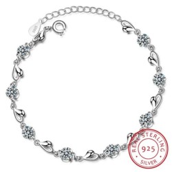 Elegantes Armband - Zirkonblüten - Herzen - 925er Sterlingsilber