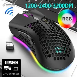 BM600 - draadloze RGB-gamingmuis - honingraatontwerp - oplaadbaar - USB - 2.4GMuizen