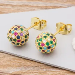 Bolvormige oorbellen - met kleurrijke kristallenOorbellen