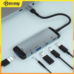 5 in 1 HUB - Type-C - USB 2.0 / 3.0 - 3,5 mm jack - splitter - adapterHubs