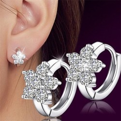 Crystal snowflake - small round silver earringsEarrings
